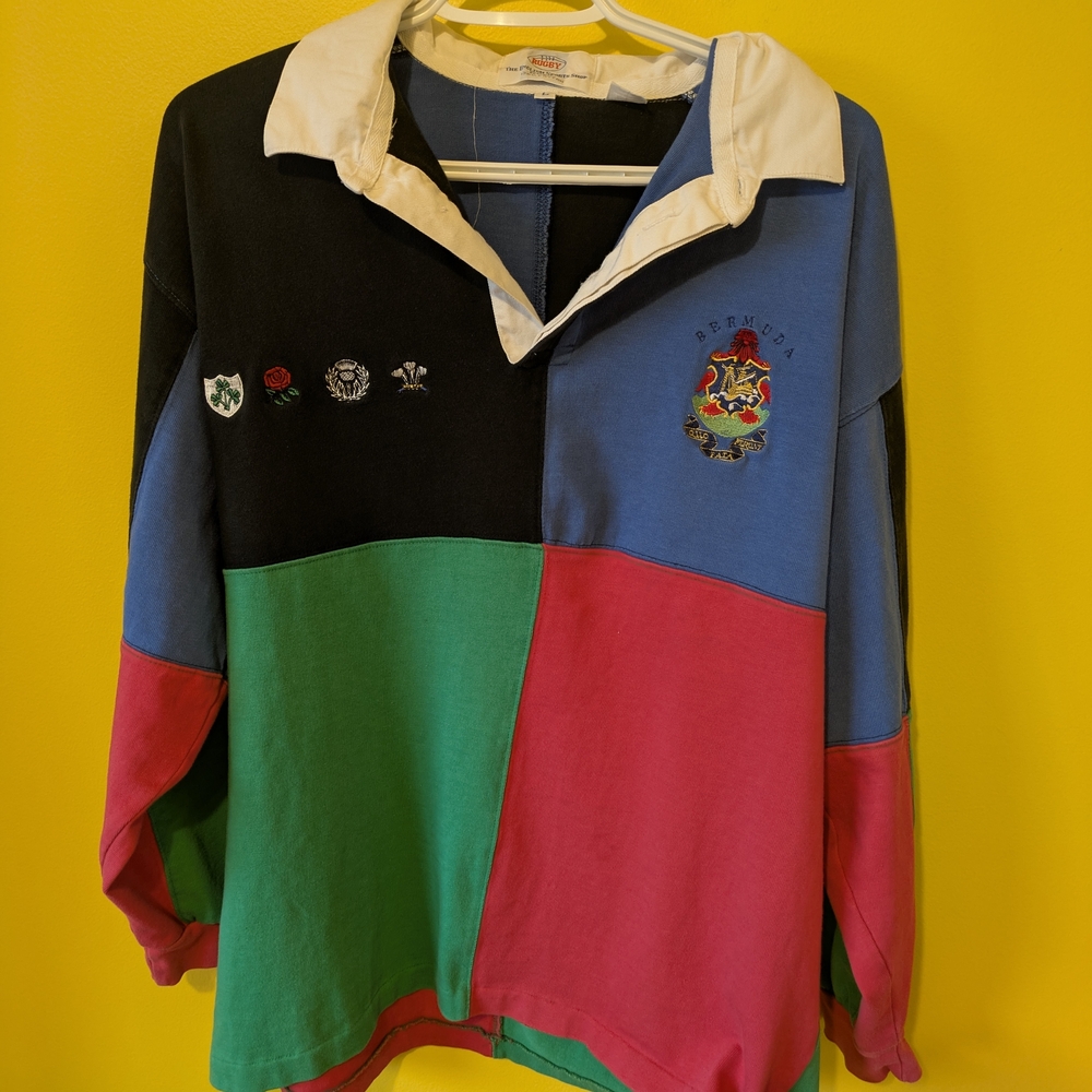 Top Colorblock Rugby Shirt with Embroidered Crest
